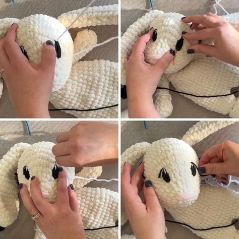 Cartoon Embroidered Eyes Free Animal Sewing Patterns, Crochet Cute Animals, Snuggler Pattern, Embroidery Eyes, Diy Finger Knitting, Sewing Animals, Eyes Video, Crochet Stuffies, Crocheted Cow Pattern