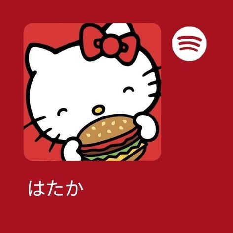 Hello Kitty Themed Phone, Spotify Widgets, Hello Kitty Eating, Red Spotify, Eating Hamburger, Spotify Widget, Widgets For Iphone, Homescreen Widgets, Cute Home Screens