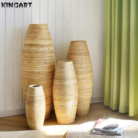 Vase de sol en bambou Antique tissé | D�écor de maison, grand Vase de fleur de sol, décoration de salon, Pot de fleur d'art de la maison, rétro - AliExpress Mobile Tall Floor Vase Ideas, Rattan Vase, Chill Lounge, Floor Vase Decor, Antique Bamboo, Large Floor Vase, Bamboo Floor, Tall Floor Vases, Big Vases