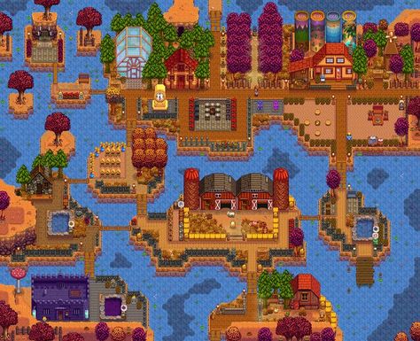 Stardew Farms, Stardew Valley Layout, Stardew Valley Tips, Valley River, Stardew Valley Farms, Farm Layout, Hay Day, Farm Design, River House