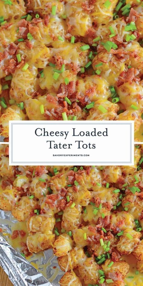 Bacon Tater Tots, Loaded Tater Tots, Tater Tot Recipes, Tater Tot Casserole Recipes, Easy Bacon, Side Dish Recipes Easy, Easy Side Dish, Tater Tots, Potato Side Dishes