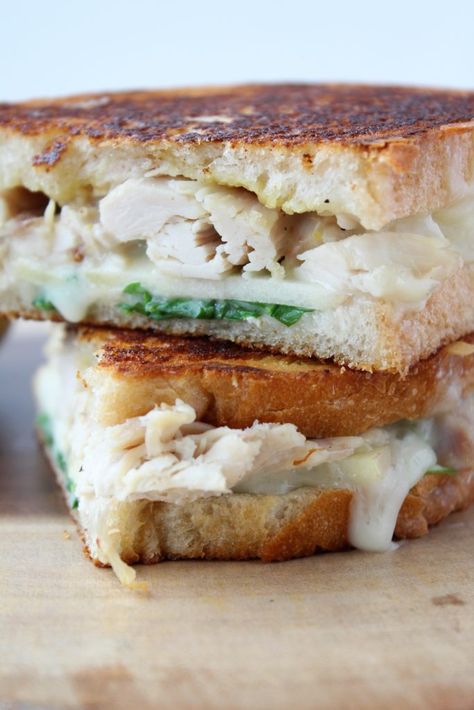 Chicken Apple Brie, Grown Up Grilled Cheese, Chicken Brie, Honey Mustard Chicken Wings, Apple Brie, Honey Dijon Dressing, Brie Sandwich, Weekday Lunches, Apple Sandwich