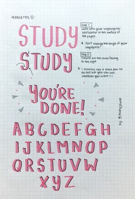 shadow header ideas Penanda Buku, Bullet Journal Font, Lettering Guide, Journal Fonts, Bullet Journal Notes, Hand Lettering Fonts, Hand Lettering Alphabet, Lettering Alphabet Fonts, Notes Inspiration