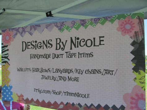 craft business banner ideas | Display a banner with your business info on it. This is my banner for ... Fair Signage, Craft Show Tips, Craft Fair Vendor, Crochet Craft Fair, Signage Ideas, Craft Show Booth, Craft Booth Display, Craft Booth Displays, How To Make Banners