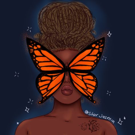 Butterfly babe🦋🦋🦋 @starjazmin . . . #art art #blackart #blackgirlmagic #digtalart #naturalhair #natural #artist #blackartist #blackgirlart  #illustrations #melanin #afroart #blackgirl #sketchbook #sketches Sketchbook Sketches, Canvas Drawing, Planner Covers, Women Art, Afro Art, Black Artists, Planner Cover, Black Women Art, Butterfly Art