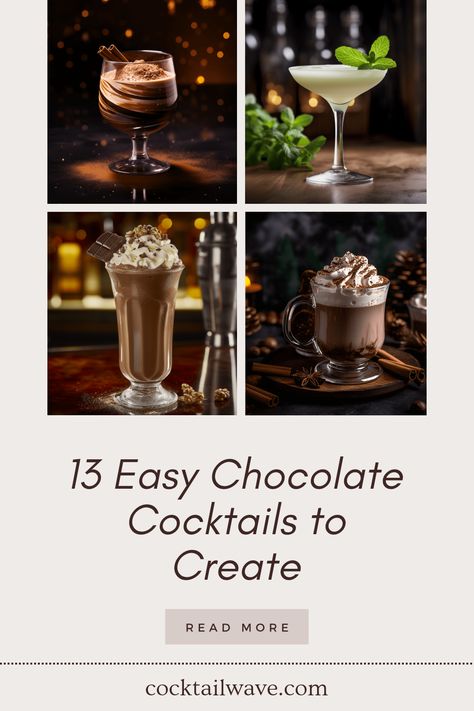 Looking to satisfy your sweet tooth with delicious chocolate cocktails? Discover these 13 irresistible recipes that you can whip up in minutes. From the smooth Milky Way Cocktail that mirrors your favorite candy bar, to the creamy and refreshing Cricket cocktail, each sip is a treat. Try a luxurious Bourbon Chocolate Milkshake for a unique blend of bourbon and milkshake rich chocolate goodness or cozy up with a Spiked Hot Chocolate for those chilly evenings. Get ready to impress with superb flavors and delightful textures, perfect for any occasion. Hot Chocolate Cocktail, Bourbon Chocolate, Spiked Hot Chocolate, Chocolate Cocktails, Chocolate Bourbon, Chocolate Martini, Sweet Cocktails, Chocolate World, Chocolate Milkshake