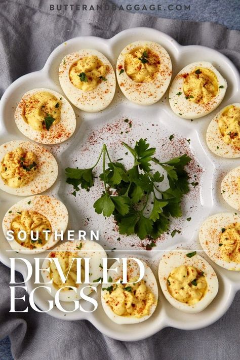 A platter of deviled eggs. Traditional Deviled Eggs, Homemade Chex Mix, Southern Deviled Eggs, Classic Deviled Eggs, Deviled Eggs Classic, Popular Appetizers, Cereal Bars, Deviled Eggs Recipe, Chex Mix