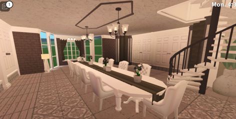 Blush Dining Room, Bloxburg Dining Room, Small Apartment Dining Room, Room Bloxburg, Bloxburg Interior Ideas, Bloxburg Interior, Small Room Organization, Dining Room Modern, Apartment Dining Room