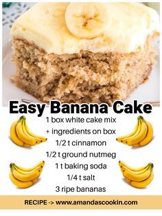 Easy Banana Cake Recipe, Easy Banana Cake, Cake Mix Banana Bread, Banana Cake Recipe Easy, Ripe Banana Recipe, Banana Bread Cake, Flavored Whipped Cream, Boxed Cake Mixes Recipes, Cake Mix Ingredients