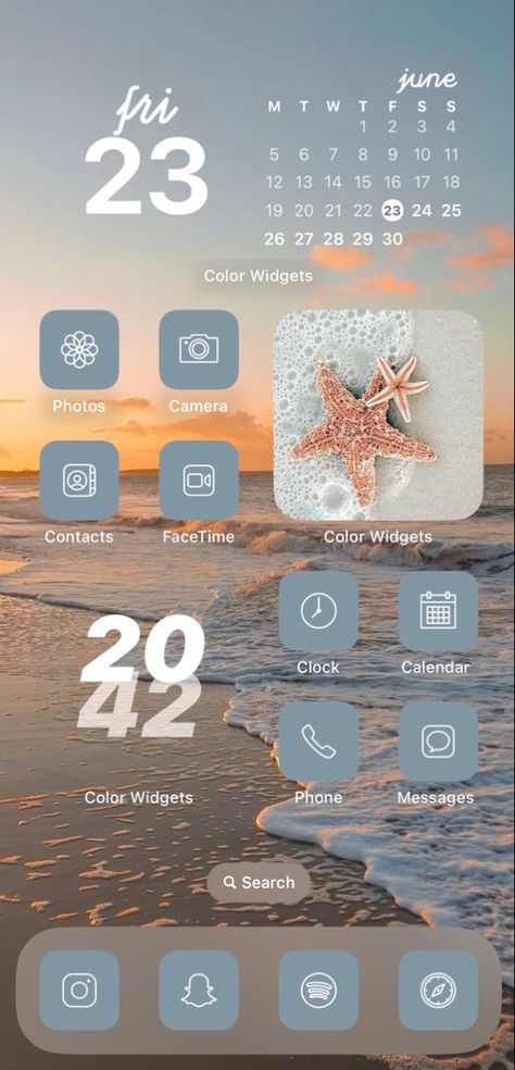Summer Wallpaper Samsung, August Phone Theme, Beach Home Screen Wallpaper, Phone Home Screen Layout Ideas, Beach Phone Aesthetic, Widgetsmith Ideas Summer, Iphone Asthetics Wallpaper Widgets, Beachy Homescreen Layout, Ideas For Ipad Home Screen