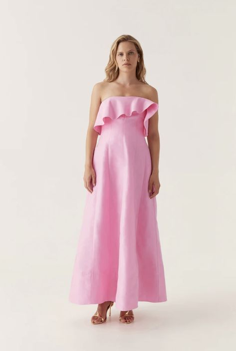 Pink Aje Dress, Minimalism Style, The Shallows, Column Skirt, Party Attire, Event Dress, Moda Chic, Strapless Neckline, Ladies Gown