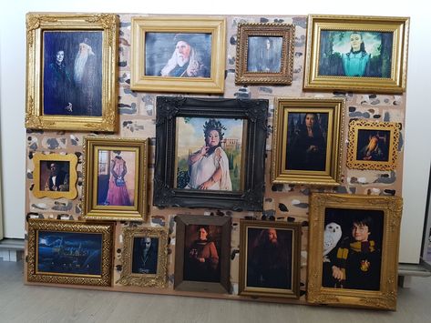 Hogwarts Photo Wall, Hogwarts Portrait Wall, Harry Potter Staircase Portraits, Harry Potter Portrait Wall, Hogwarts Gallery Wall, Hogwarts Wall Painting, Harry Potter Gallery Wall, Hogwarts Mural, Harry Potter Picture Wall