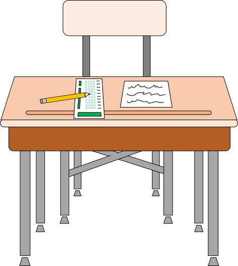 Clipart - Empty seat for standardized test School Things Drawing, Desk Drawing, Bench Drawing, Bubble Sheet, Office Desk Designs, Gacha Props, Episode Interactive Backgrounds, Desk And Chair, School Desk