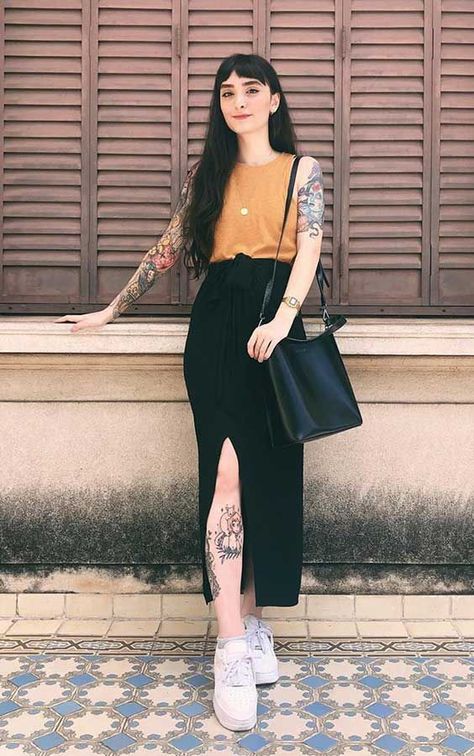 Hipster Looks, Girls Black, Alternative Outfits, Edgy Outfits, Mode Inspiration, Looks Vintage, Outfits Casuales, Alternative Fashion, Skirt Outfits