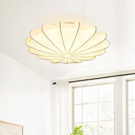 Modern Flush Mount Ceiling Light, Mid Century Ceiling, Silk Lampshade, Modern Flush Mount, Semi Flush Ceiling Lights, Modern Mid Century, Light Fixtures Flush Mount, Semi Flush Mount Lighting, Modern Ceiling