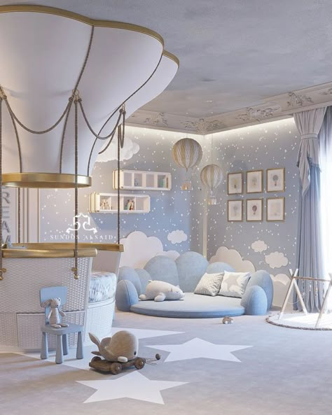 Like stars are to the sky, so are the children to our world. They deserve to shine! For this reason Sundos Alsaid created this adorable cloudy nursery room in collaboration with CIRCU Magical Furniture. Let’s see which magical pieces the interior designer chose for this nursery project! Luxury Baby Room, Luxury Nursery, Luxury Kids Bedroom, Circu Magical Furniture, Magical Furniture, Baby Room Inspiration, Baby Room Design, Nursery Room Decor, Baby Bedroom