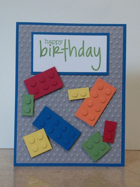 Handmade Lego Birthday Card, Lego Birthday Card Ideas, Princess Birthday Card Diy, Lego Birthday Card Diy, Lego Card Ideas, Boys Cards Birthday, Lego Birthday Cards Handmade, Stampin Up Boys Birthday Cards, Lego Cards Handmade