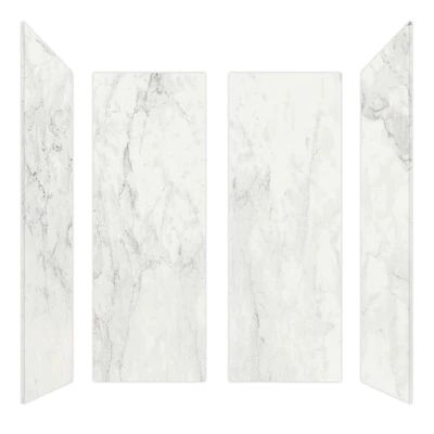 Porcelain Shower Walls, Corian Shower Walls, Cultured Marble Shower Walls, Bathtub Makeover, Cultured Marble Shower, Large Shower Tile, Marble Shower Walls, Shower Stand, Bathrooms Showers