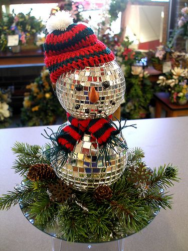 #Love this snowman:) Fun Snowman Disco Ball Snowman, Disco Ball Ornaments, Disco Party Decorations, Mini Scarf, Christmas Crafty, Office Christmas Decorations, Disco Balls, Christmas Wonderland, For Eyes