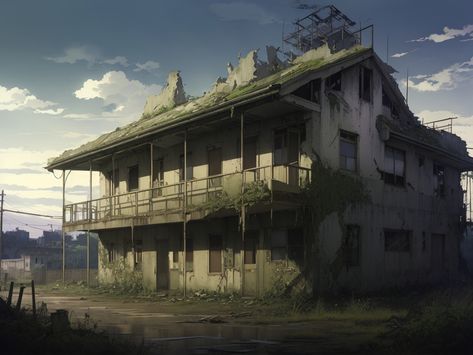 Abandoned Motel, Nature Reclaiming, Anime Style Art, Blender Tutorial, Post Apocalyptic, Style Art, Anime Style, Anime, Art