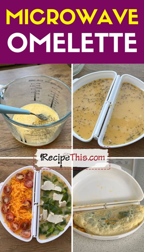 Omelette In Microwave Microwave Omelette Maker Recipes, Microwave Omelette Recipe, Microwave Breakfast Ideas, Best Microwave Meals, Microwave Omelette, Breakfast Microwave, Camper Meals, Microwave Cakes, Microwave Omelet