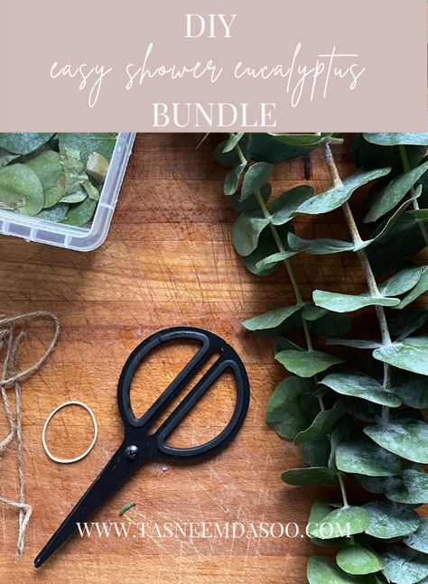 Shower Bundle Ideas, How To Make A Eucalyptus Shower Bundle, Diy Eucalyptus Shower Bundle, Eucalyptus Shower Bundle, Shower Bundles, Eucalyptus Bundle, Shower Eucalyptus, Sunscreen Recipe, Primary Bath