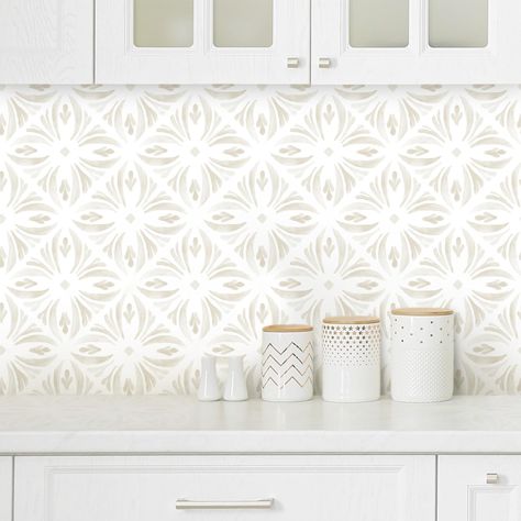 PRICES MAY VARY. 【Size & Materials】：Geometric Wallpaper, Each Roll is 17.3" x197" / 23.7 sq.ft (44cm x 500cm). Matte beige and white wallpaper, Upgraded PVC material for Long-Lasting Waterproof and Easy to clean. 【Self-Adhesive & Removable】：The modern peel and stick wallpaper comes with its own glue on the back, strong adhesive. 4-layer printing technology, thicker than ordinary wallpaper. 【Easy to match up】：Boho peel and stick wallpaper has a regular rhombus pattern to ensure perfect alignment Wallpaper Kitchen Cabinets, Wallpaper For Bathroom, Wallpaper Kitchen, Wallpaper Boho, Bedroom Wallpaper, Wallpaper Peel And Stick, Contact Paper, Modern Wallpaper, Geometric Wallpaper