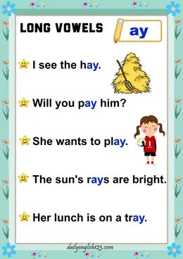 FREE DOWNLOAD READING WORKSHEETS Ay Phonics, Phonics Reading Activities, Teaching Vowels, Teach Phonics, Phonics Reading Passages, Reading Phonics, Cvc Words Kindergarten, English Stories For Kids, Kindergarten Reading Activities