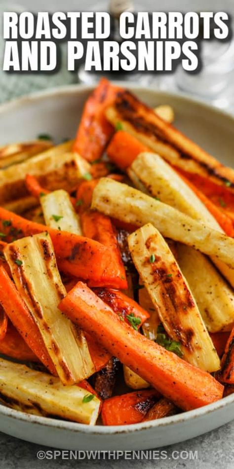 Give this easy-to-make roasted carrots and parsnips recipe a try. Add in an onion or a potato for added flavor and serve with your favorite entrèe! #spendwithpennies #roastedcarrotsandparsnips #carrotsandparsnips #recipe How To Cook Parsnips, Carrot And Parsnip Recipe, Parsnips Recipe, Carrots And Parsnips, Roasted Carrots And Parsnips, Parsnip Recipes, Roasted Parsnips, Good Meatloaf Recipe, Spend With Pennies