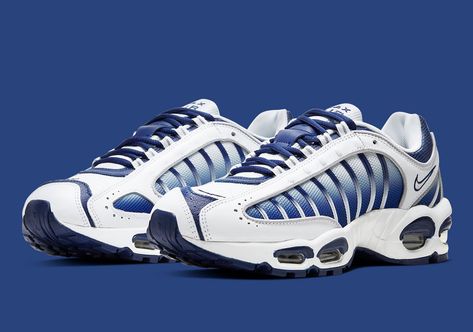 The Late-90s Nike Air Max Tailwind IV Appears In A Classic White And Navy Nike Air Max Tailwind Iv, Nike Air Max Tailwind, Blue Wolf, Air Max Day, Nike Tn, 95 Nike, Deep Royal Blue, 90s Nike, Swag Shoes