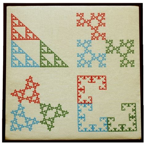 Fractals in cross stitch by Larry Riddle | Bridges Math Art Galleries Math Cross Stitch Patterns, Math Cross Stitch, Math Embroidery, Bridges Math, Cells Project, Art Math, Cross Stitch Beginner, Stitch Witchery, Pearl Embroidery