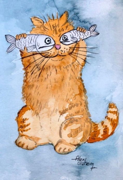 Funny Animal Watercolor Paintings, Funny Watercolor Paintings, Unique Watercolor Paintings Ideas, Funny Watercolor, Diy Watercolor Painting, Watercolour Inspiration, Amazing Art Painting, Watercolor Inspiration, Art Inspiration Painting