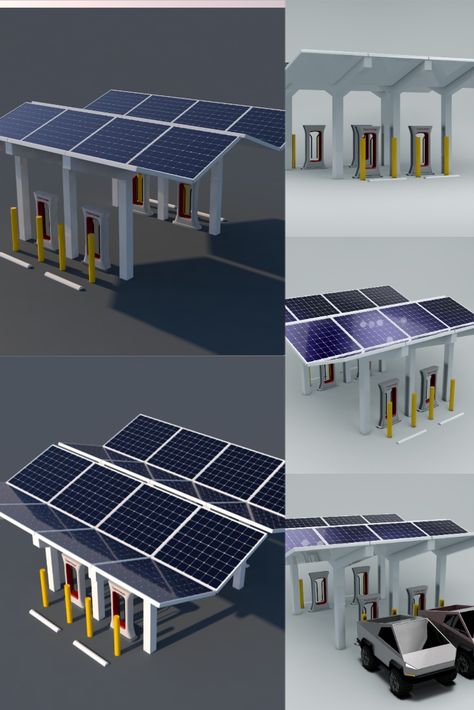 Poly Family, Diy Off Grid, Solar Charging Station, Solar Architecture, Diy Solar Power System, Diy Solar System, Low Poly Car, Electric Charging Stations, Car Low