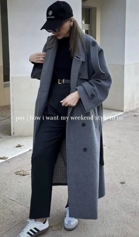 Autumn Weekend Style Outfit Ideas - the gray details Autumn Weekend Getaway Outfits, Gray Coat Outfit Casual, Gray Trench Coat Outfit, Gray Coat Outfit Winter Style, Gray Coat Outfit, Slip Dress Fall, Grey Coat Outfit Winter, Outfit Ideas Fall Casual, Coat Fall Outfit