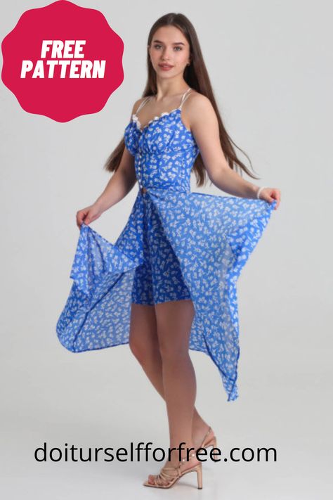 Discover an extensive collection of complimentary sewing patterns sourced globally at doiturselfforfree.com. Craft exquisite items for individuals of all ages, including children, babies, men, women, and even home decor—all at no cost. Access these free patterns conveniently in PDF format. Summer Dress Patterns Free, Shorts Pattern Free, Blouse And Shorts, Summer Dress Sewing Patterns, Diy Sewing Tutorials, Summer Dress Patterns, Shorts Pattern, Summer Sewing, Dress Patterns Free