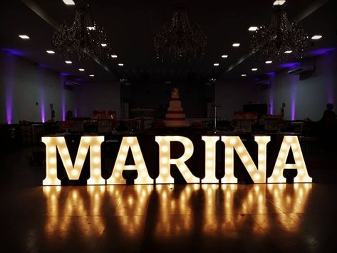 Quince Light Up Letters, Quince Letter Lights, Quince Name Letters, Graduate Party, Quinceanera Pink, Pink Sweet 16, Red Quince, Pink Quince, Quince Decorations