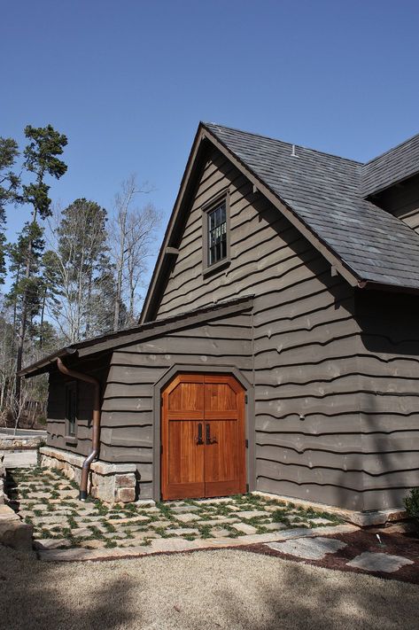 Cabot "Spanish Moss" solid stain Exterior Siding Ideas, Stone Siding Exterior, English Country Design, Exterior Siding Colors, Faux Stone Siding, Siding Ideas, Shiplap Walls, Lake Keowee, Vinyl House