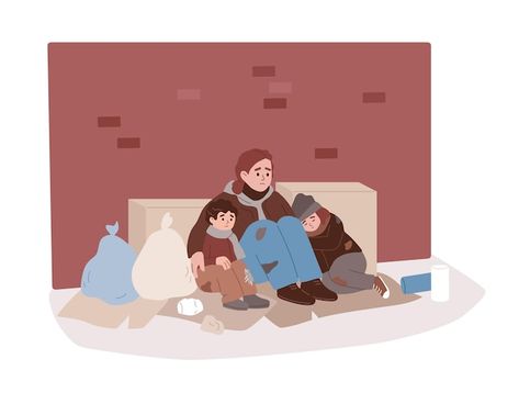 Poor Family Drawing, Homelessness Illustration, Poor Family Aesthetic, Poverty Illustration Art, Poverty Cartoon, Homeless Cartoon, Poor Illustration, Poverty Illustration, Homeless Illustration