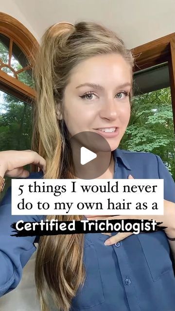 13M views · 540K likes | Taylor Rose - Trichologist on Instagram: "5 things I would never do to my own hair as a Certified Trichologist!! 😅  1. Wear the “model bun” more than 1x per week.   -I know this style is in, and I absolutely LOVE having all my hair off my face… but pulling hair back this tightly can cause traction alopecia / receding hairline, so it isn’t worth overdoing it.   -Look at JoJo’s hairline after all those years of dance moms for a good reminder!   2. Use elastics often.  -Every once in a while won’t hurt, but repeated pressure from tight elastics can cause traction alopecia/receding hair line AND can break hair shafts right in the middle 😥  -Opt for a silk/satin scrunchie instead to minimize damage!  3. Swim in a pool with dry hair.  -Our hair is like a sponge, and ca Hairstyles That Don't Pull Hairline, How To Improve Hairline, Pull Hair Back From Face, How To Fix Hairline Women, How To Fix Your Hairline, Receding Hairline, How To Prevent Hair Thinning, Model Bun, Bad Hairline