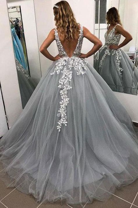 Prom Dress For Teens, Beading Embroidery, Robes D'occasion, Formal Occasion Dress, A Line Evening Dress, V Neck Prom Dresses, Tulle Evening Dress, 16 Dresses, Backless Prom Dresses