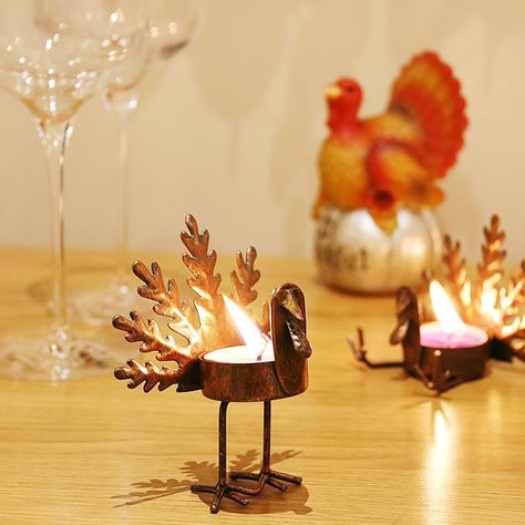 Kurala 6 Pack Metal Turkey Tea Light Candle Holders, Thanksgiving Decoration Thanksgiving Home Decorations, Thanksgiving Candles, Led Tea Light Candles, Battery Operated Tea Lights, Small Candle Holders, Artificial Pumpkins, Led Tea Lights, Tea Light Candle Holder, Turkey Design