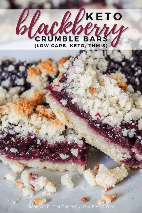 Keto Blackberry Crumble Bars - Fit Mom Journey Almond Flour Crumble, Trim Healthy Mama Dessert Recipes, Blackberry Bars, Keto Karma, Fruit Treats, Blackberry Dessert, Trim Healthy Mama Dessert, Blackberry Crumble, Blackberry Recipes