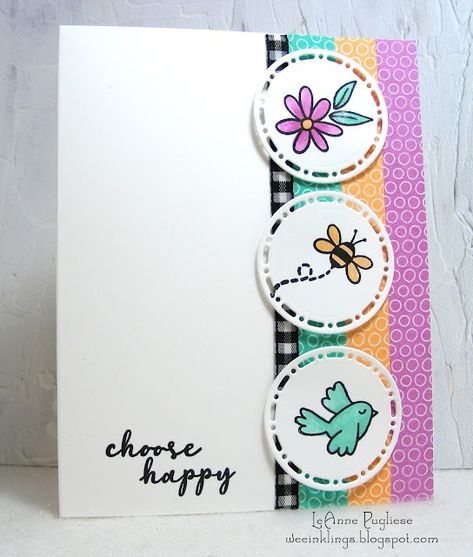 wee inklings: FMS637 Choose Happy Wildflower Birthday, Hearts Sketch, Blender Pen, Card Layouts, Happy Cards, Summer Cards, Be Blessed, Stamping Up Cards, Animal Cards