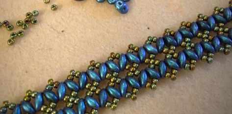 Super Duo Beads Patterns Free, Superduo Bracelet Pattern, Superduo Bracelet Tutorial, Bead Buddies, Superduo Bracelet, Wrap Bracelet Tutorial, Chevron Friendship Bracelets, Super Duo Beads, Twin Beads