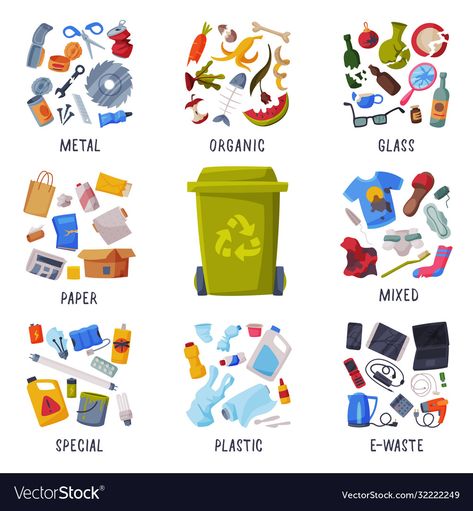 Biodegradable Waste, Garbage Waste, Recycling Activities, Types Of Waste, Merry Christmas Calligraphy, Paper Vector, E Waste, Solid Waste, Recycling Sorting