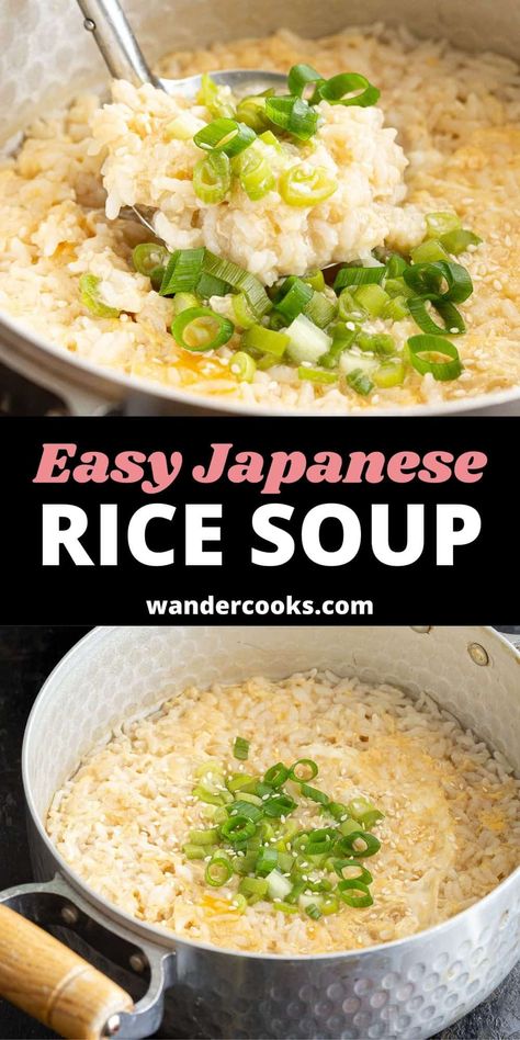 This dish is the leftovers queen! Got leftover sushi rice or hot pot stock? Then make yourself a batch of this warming Japanese rice soup. Zosui is like a super quick congee that's ready in 10 minutes. Leftover Sushi Rice, Japanese Rice Dishes, Rice Soup Recipes, Japanese Soup, Easy Japanese Recipes, Easy Asian Recipes, Easy Asian, Asian Soup, Japanese Rice