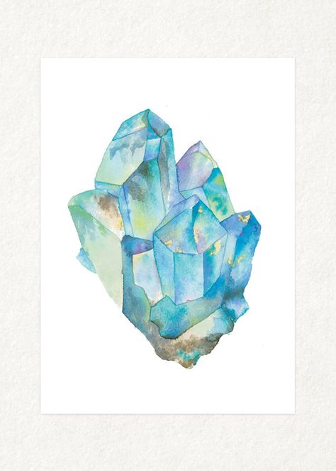 Watercolor Crystals, Watercolor Gem, Crystals Watercolors, Crystal Drawing, Tableau Art, Watercolor Inspiration, Crystal Art, 판타지 아트, Watercolor Art Prints