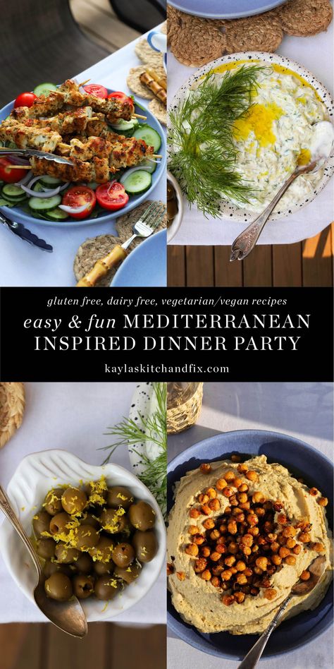 I recently hosted a Mediterranean Themed Dinner Party and it was absolutely delicious with tons of fresh, flavorful recipes that were easy to prepare! I created new recipes as well as selected existing ones from my blog in order to create an easy, healthy and memorable menu that was right on theme. Head to my blog for my preparation timeline as well as my full menu with links to the recipes! Mediterranean Menu For Wedding, Mediterranean Menu Dinner Parties, Pescatarian Dinner Party, Fancy Mediterranean Dinner, Medditeranean Dinner Party, Pescatarian Dinner Party Menu Ideas, Mediterranean Dinner Party Recipes, Greek Inspired Dinner Party, International Dinner Party Ideas