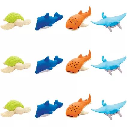 Sea Animal Erasers 12ct Ocean Theme Birthday, Animal Erasers, Ocean Party, Diy Balloon Decorations, Party Favors For Kids Birthday, A Dolphin, Halloween Costume Shop, Party Store, Under The Sea Party