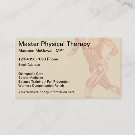 Personal Trainer Business Card, Muscle System, Therapy Clinic, Professional Business Card Design, Visiting Card Design, Basketball Art, Fall Prevention, Business Card Template Design, Sports Medicine